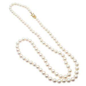 Rare! Mikimoto 18k Yellow Gold Pearl Strand 7mm 30" Opera Length Necklace